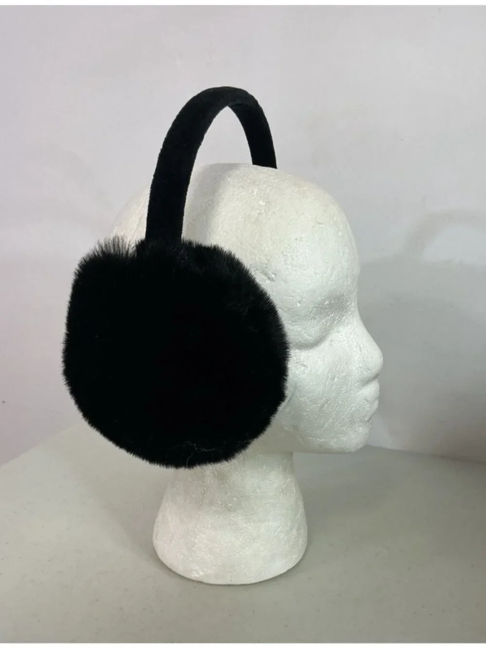 Large Black Puffy Earmuffs Womens One Size New